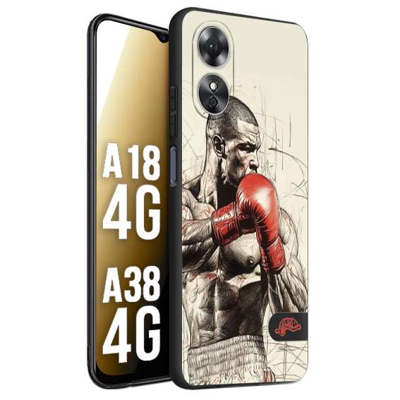CUSTOMIZZA - Custodia cover nera morbida in tpu compatibile per Oppo A18 4G - A38 4G pugilato pugili disegno tattoo guantoni box sport ring