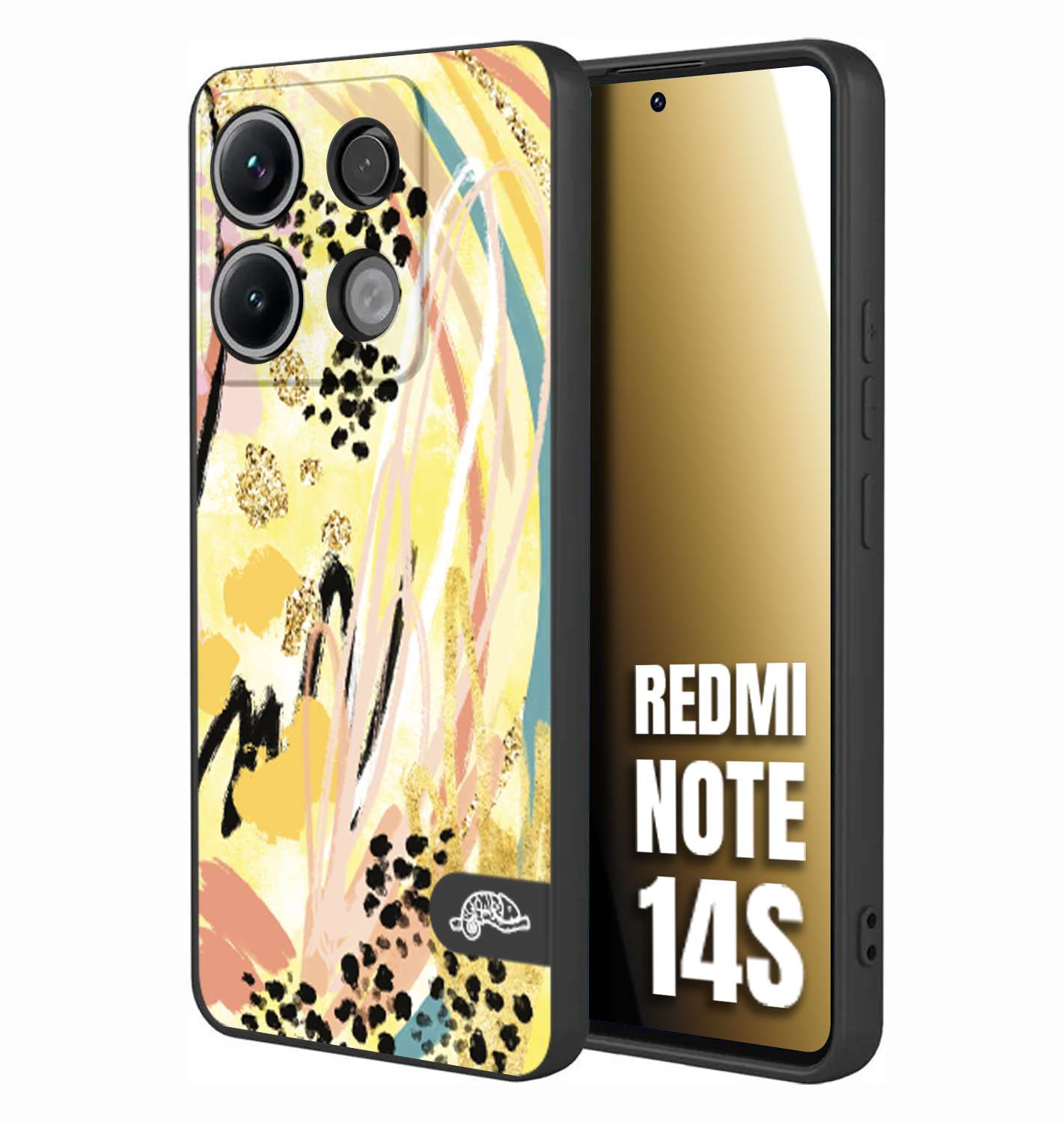 CUSTOMIZZA - Custodia cover nera morbida in tpu compatibile per Xiaomi Redmi Note 14S astratti donna flower fantasia estate gialla rosa leopardata