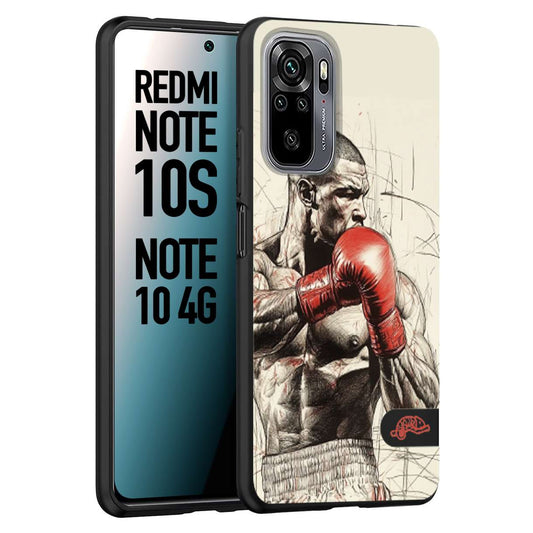 CUSTOMIZZA - Custodia cover nera morbida in tpu compatibile per Xiaomi Redmi Note 10S pugilato pugili disegno tattoo guantoni box sport ring