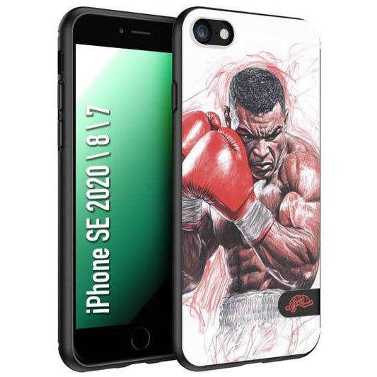CUSTOMIZZA - Custodia cover nera morbida in tpu compatibile per iPhone 7 - 8 - SE 2020 / 2022 pugilato pugili disegno tattoo guantoni boxer pesi massimi iron mike