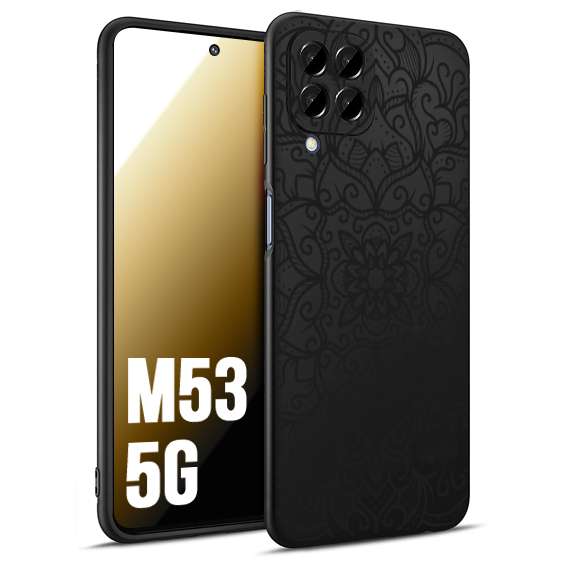 CUSTOMIZZA - Custodia cover nera morbida in tpu compatibile per Samsung M53 5G mandala nero fiore vedo non vedo donna