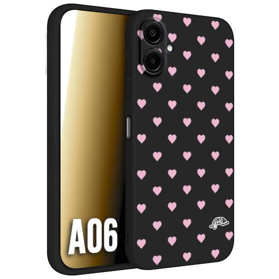 CUSTOMIZZA - Custodia cover nera morbida in tpu compatibile per Samsung A06 cuori pois rosa su nero donna pin up vintage
