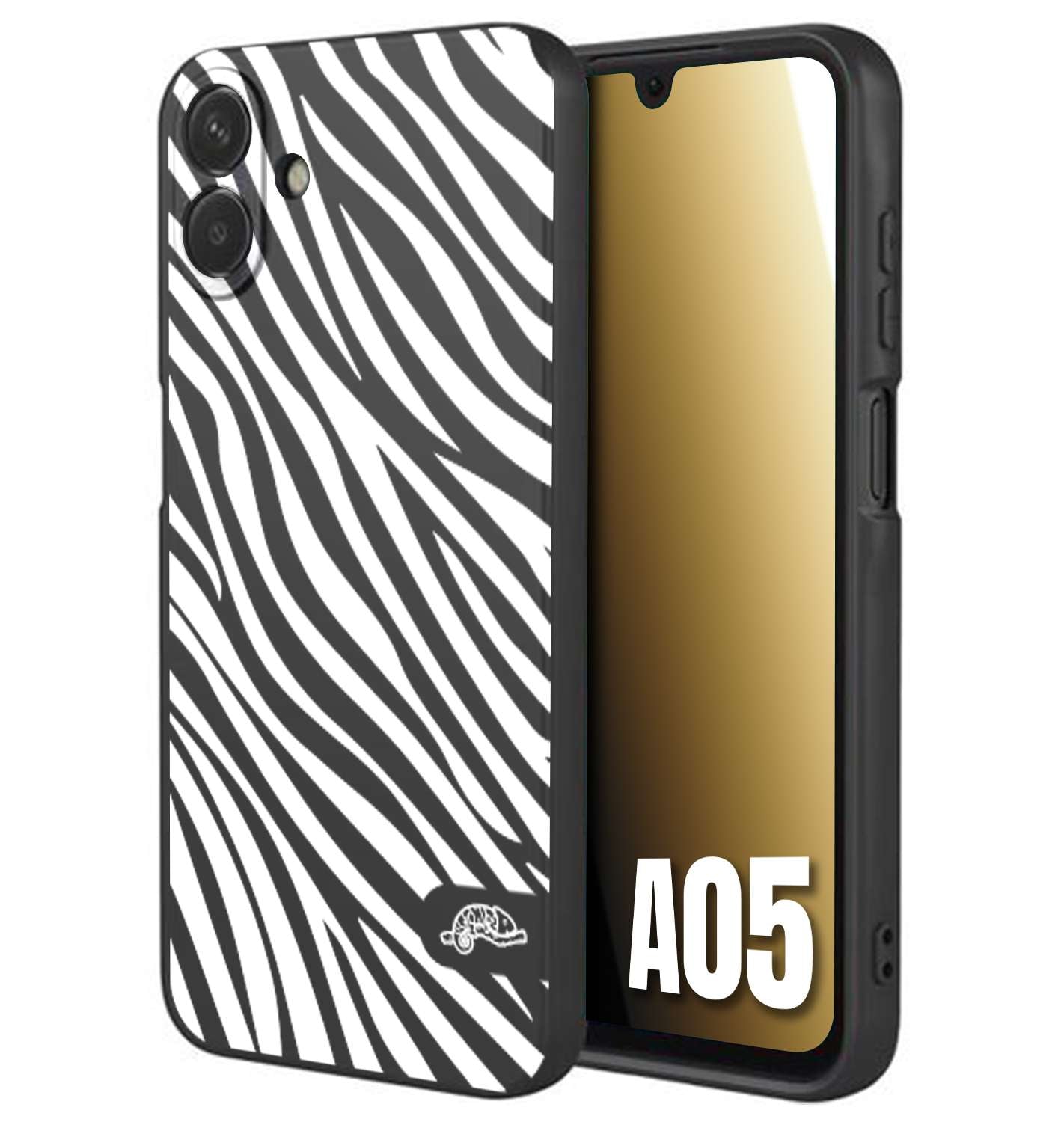 CUSTOMIZZA - Custodia cover nera morbida in tpu compatibile per Samsung A05 zebrata maculata a rilievo soft touch donna bianca