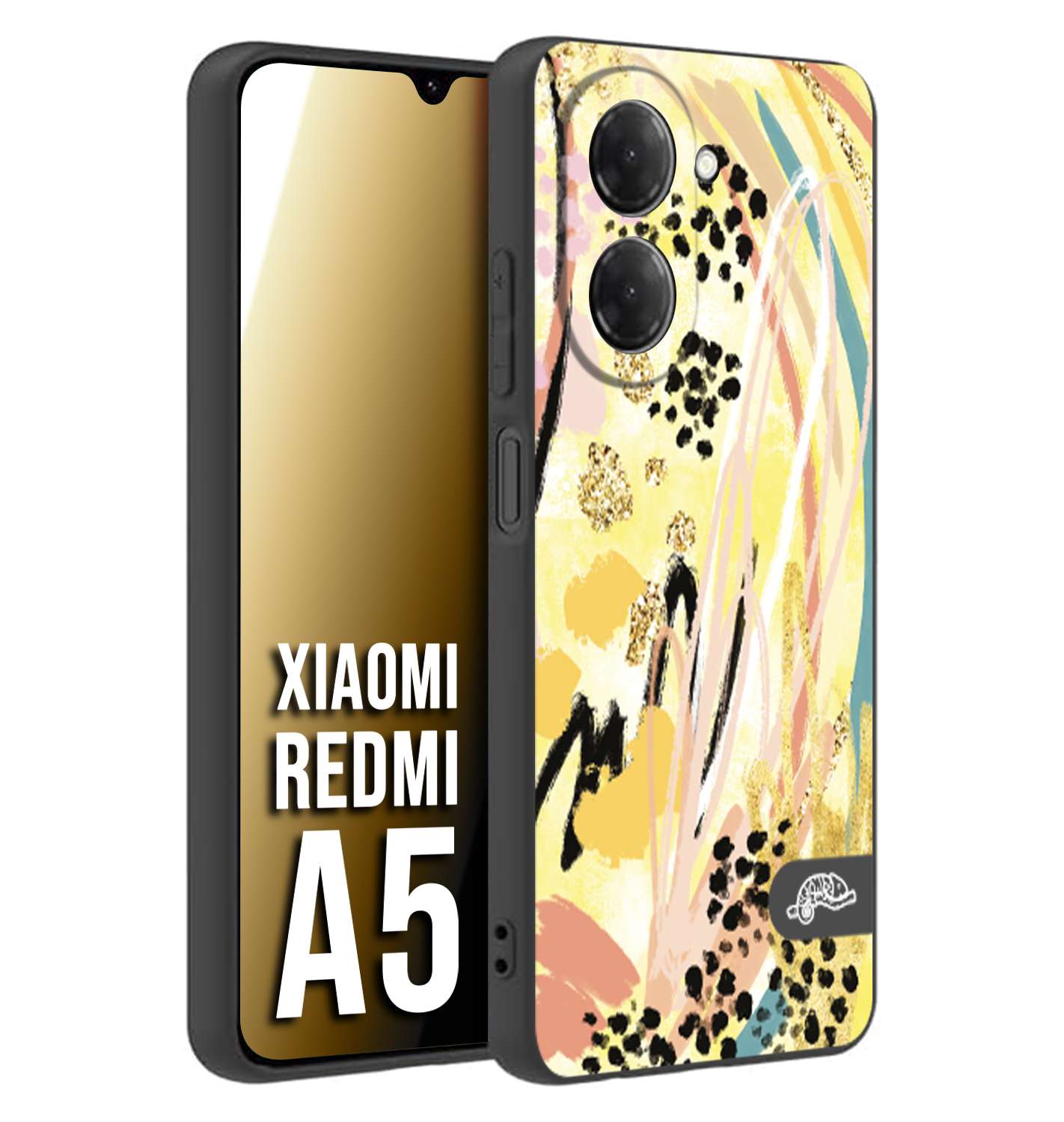 CUSTOMIZZA - Custodia cover nera morbida in tpu compatibile per Xiaomi Redmi A5 astratti donna flower fantasia estate gialla rosa leopardata