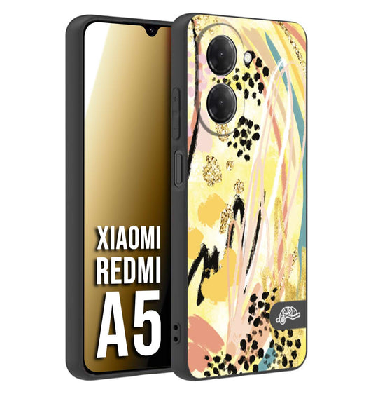 CUSTOMIZZA - Custodia cover nera morbida in tpu compatibile per Xiaomi Redmi A5 astratti donna flower fantasia estate gialla rosa leopardata