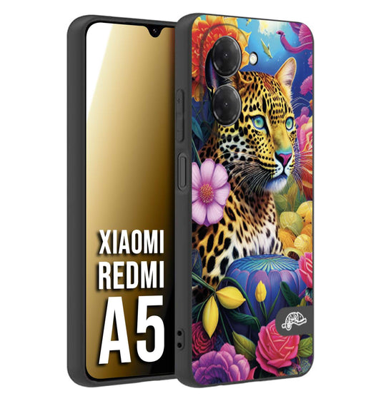 CUSTOMIZZA - Custodia cover nera morbida in tpu compatibile per Xiaomi Redmi A5 astratti donna flower fantasia leopardo ghepardo animali colorati
