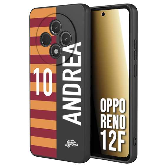 CUSTOMIZZA - Custodia cover nera morbida in tpu compatibile per Oppo Reno 12F personalizzata calcio football nome e numero calciatori giallo rossi