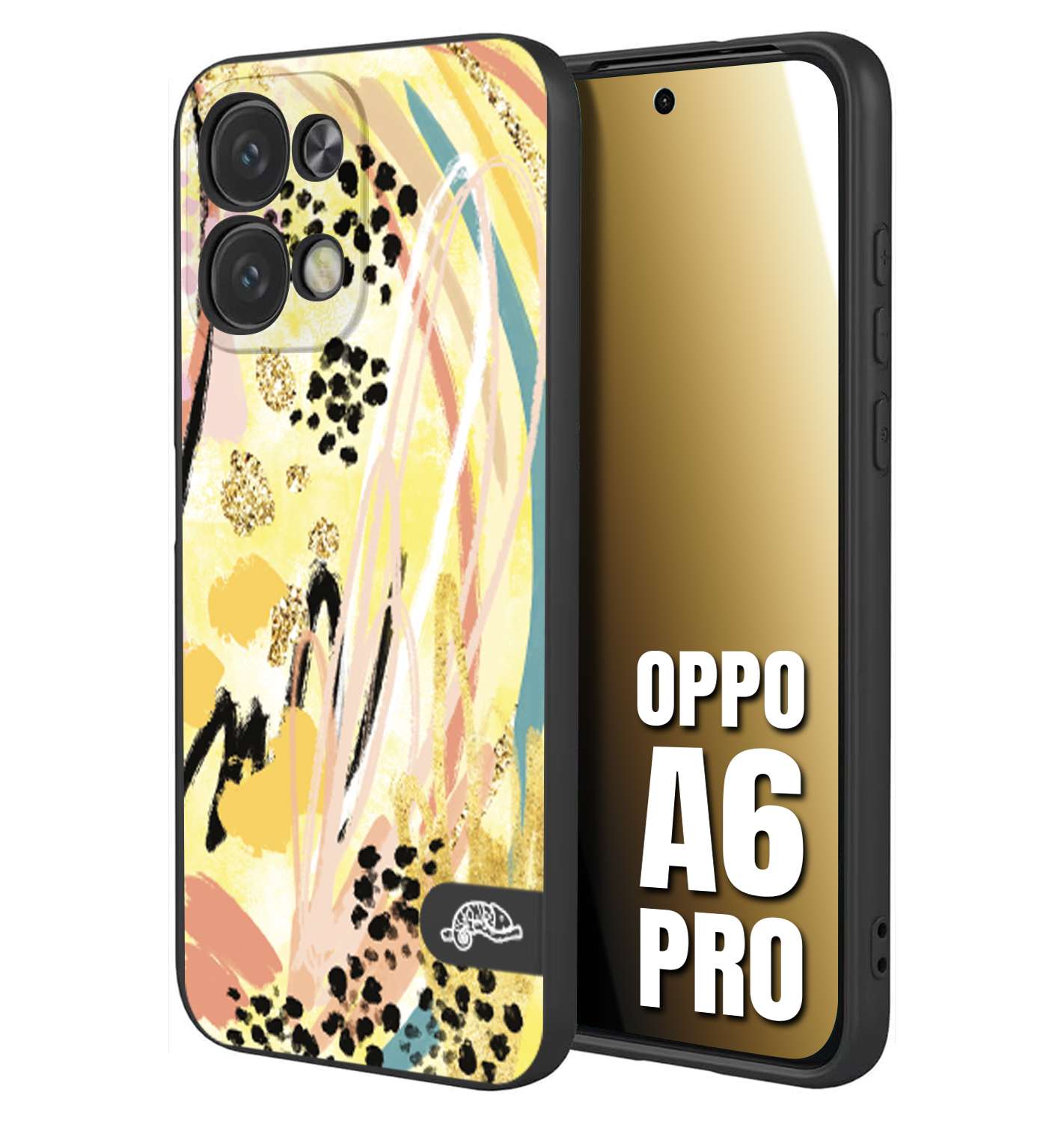 CUSTOMIZZA - Custodia cover nera morbida in tpu compatibile per Oppo A6 PRO astratti donna flower fantasia estate gialla rosa leopardata