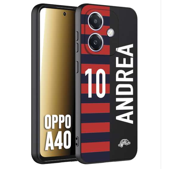 CUSTOMIZZA - Custodia cover nera morbida in tpu compatibile per Oppo A40 personalizzata calcio football nome e numero calciatori rossoblu