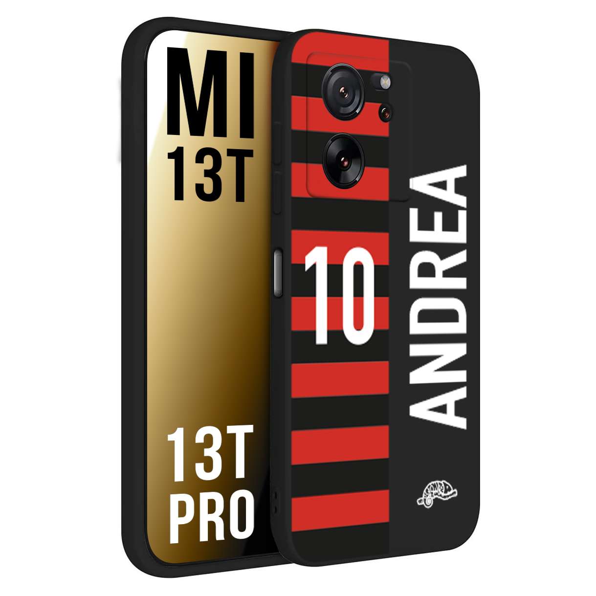 CUSTOMIZZA - Custodia cover nera morbida in tpu compatibile per Xiaomi 13T - 13T PRO personalizzata calcio football nome e numero calciatori rossonera