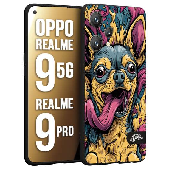 CUSTOMIZZA - Custodia cover nera morbida in tpu compatibile per Realme 9 5G - 9 PRO Chihuahua illustrazione cane pop art cane street art cartone animato
