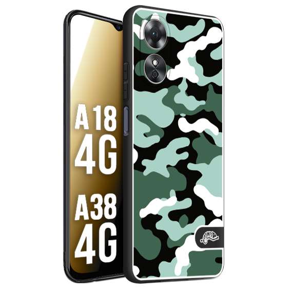 CUSTOMIZZA - Custodia cover nera morbida in tpu compatibile per Oppo A18 4G - A38 4G camouflage mimetico militare verde green