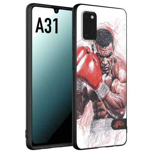 CUSTOMIZZA - Custodia cover nera morbida in tpu compatibile per Samsung A31 pugilato pugili disegno tattoo guantoni boxer pesi massimi iron mike