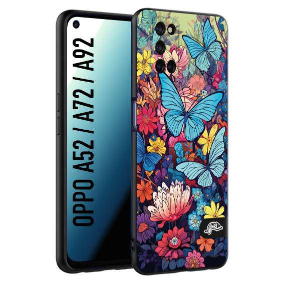 CUSTOMIZZA - Custodia cover nera morbida in tpu compatibile per Oppo A58 4G farfalle butterfly moderno donna disegnate gialla blu rosa