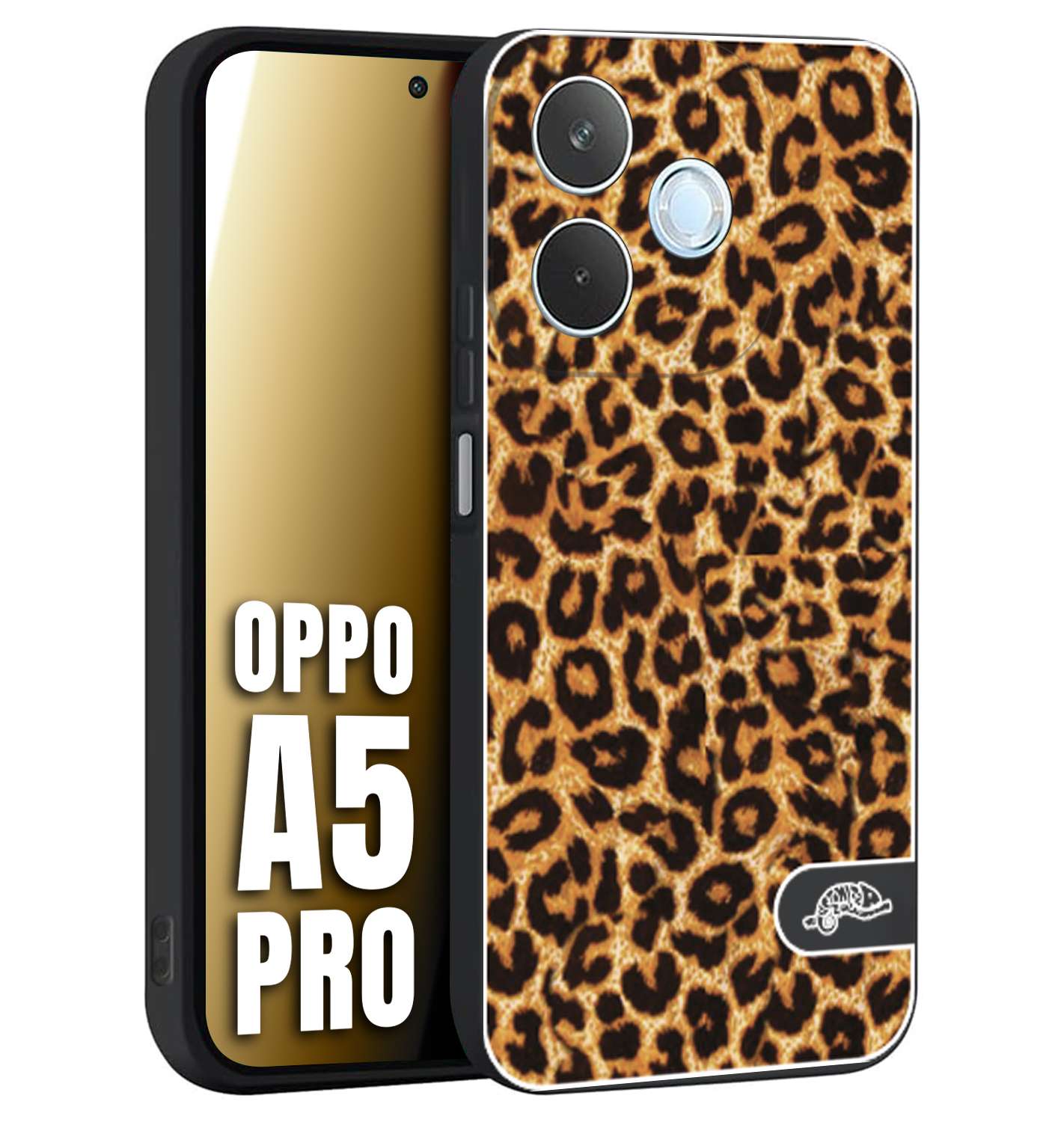 CUSTOMIZZA - Custodia cover nera morbida in tpu compatibile per Oppo A5 PRO leopardato maculato donna marrone leopard brown