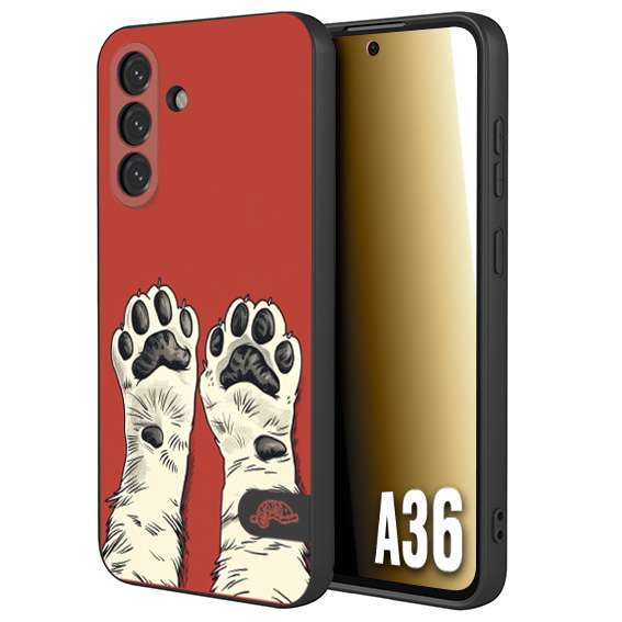 CUSTOMIZZA - Custodia cover nera morbida in tpu compatibile per Samsung A36 zampe di gatto cat paws rossa red disegnata fumetto cartoon