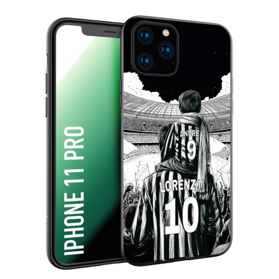 CUSTOMIZZA - Custodia cover nera morbida in tpu compatibile per iPhone 11 PRO personalizzata calcio football nome e numero calciatori bianconeri bianca e nera