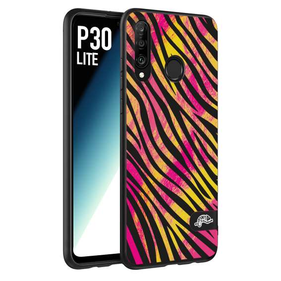 CUSTOMIZZA - Custodia cover nera morbida in tpu compatibile per Huawei P30 LITE zebrata maculata a rilievo soft touch donna fucsia gialla