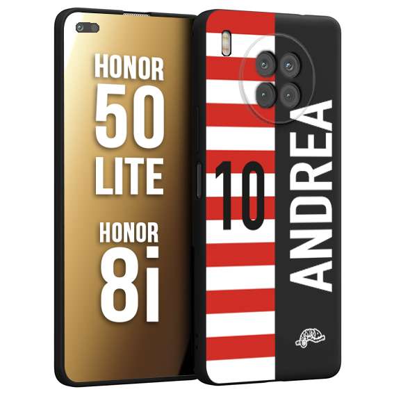 CUSTOMIZZA - Custodia cover nera morbida in tpu compatibile per Honor 8i - Honor 50 LITE personalizzata calcio football nome e numero calciatori bianco rossa