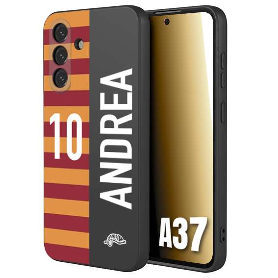 CUSTOMIZZA - Custodia cover nera morbida in tpu compatibile per Samsung A37 personalizzata calcio football nome e numero calciatori giallo rossi