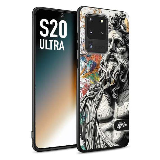 CUSTOMIZZA - Custodia cover nera morbida in tpu compatibile per Samsung S20 ULTRA statua colorata moderna antico tattoo splash color