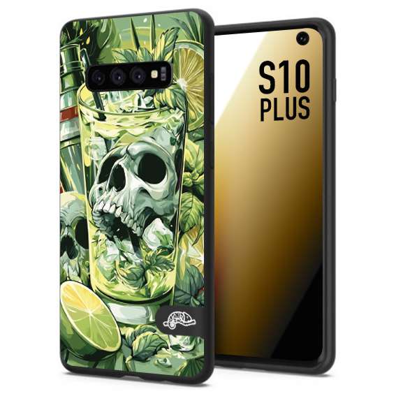 CUSTOMIZZA - Custodia cover nera morbida in tpu compatibile per Samsung S10 PLUS Mojito cocktail teschio illustrazione drink lime menta ghiacci tropicale street art