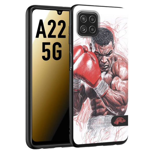 CUSTOMIZZA - Custodia cover nera morbida in tpu compatibile per Samsung A22 5G pugilato pugili disegno tattoo guantoni boxer pesi massimi iron mike