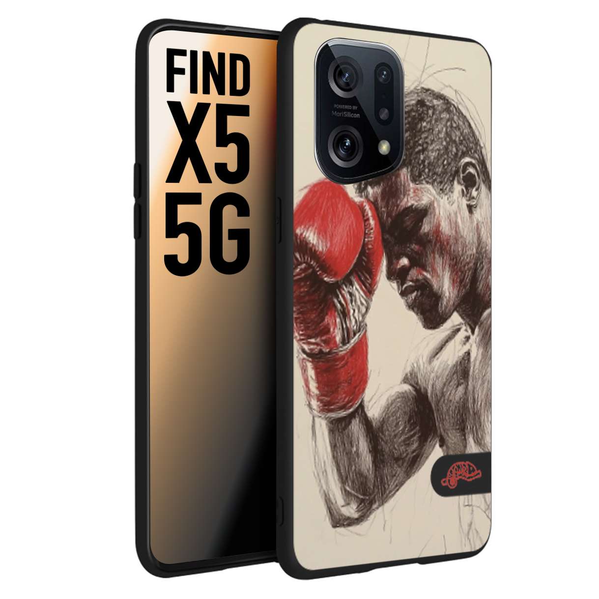 CUSTOMIZZA - Custodia cover nera morbida in tpu compatibile per Oppo Find X5 pugilato pugili disegno tattoo guantoni boxer pesi massimi