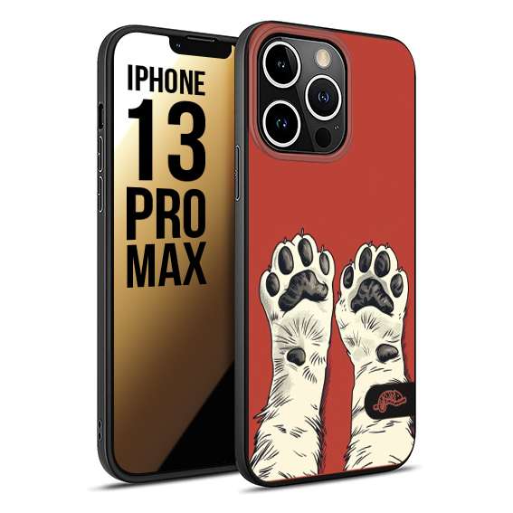 CUSTOMIZZA - Custodia cover nera morbida in tpu compatibile per iPhone 13 PRO MAX zampe di gatto cat paws rossa red disegnata fumetto cartoon