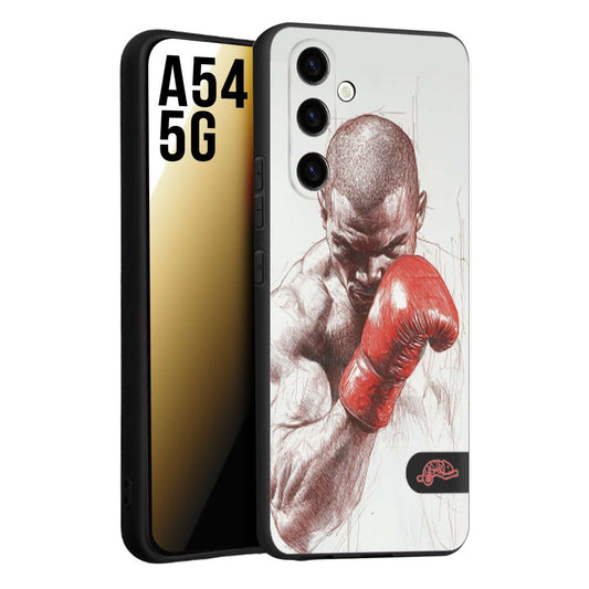 CUSTOMIZZA - Custodia cover nera morbida in tpu compatibile per Samsung A54 5G pugilato pugili disegno tattoo guantoni box sport primo piano