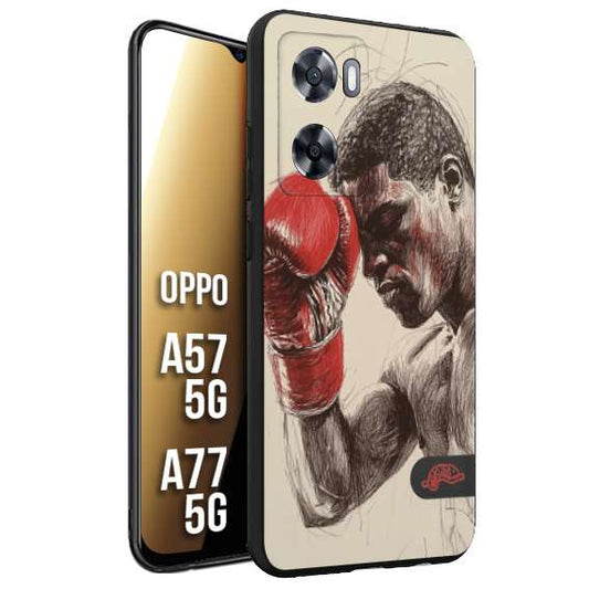 CUSTOMIZZA - Custodia cover nera morbida in tpu compatibile per Oppo A57 5G - A77 5G pugilato pugili disegno tattoo guantoni boxer pesi massimi