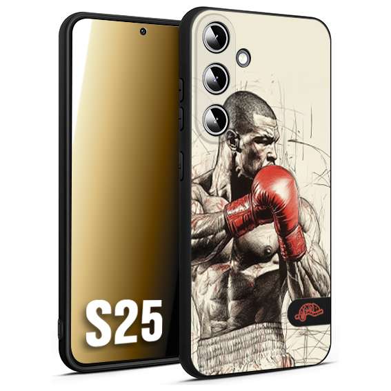 CUSTOMIZZA - Custodia cover nera morbida in tpu compatibile per Samsung S25 pugilato pugili disegno tattoo guantoni box sport ring