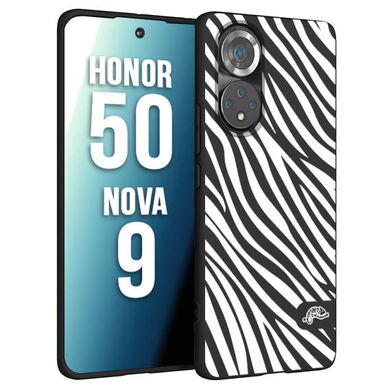 CUSTOMIZZA - Custodia cover nera morbida in tpu compatibile per Huawei Nova 9 - Honor 50 zebrata maculata a rilievo soft touch donna bianca