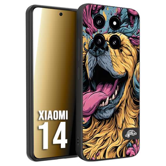 CUSTOMIZZA - Custodia cover nera morbida in tpu compatibile per Xiaomi 14 Golden Retriever illustrazione cane pop art cane street art cartone animato