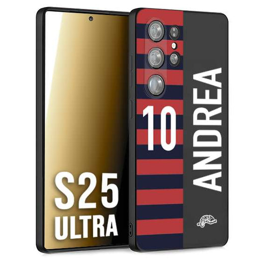 CUSTOMIZZA - Custodia cover nera morbida in tpu compatibile per Samsung S25 ULTRA personalizzata calcio football nome e numero calciatori rossoblu