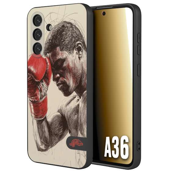 CUSTOMIZZA - Custodia cover nera morbida in tpu compatibile per Samsung A36 pugilato pugili disegno tattoo guantoni boxer pesi massimi