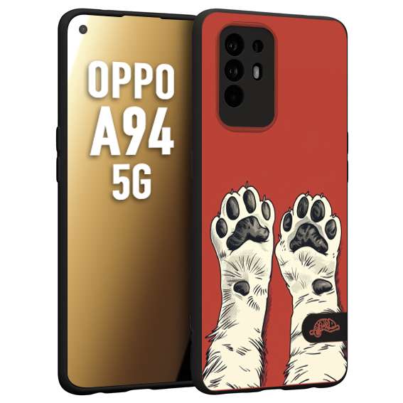 CUSTOMIZZA - Custodia cover nera morbida in tpu compatibile per Oppo A94 5G zampe di gatto cat paws rossa red disegnata fumetto cartoon