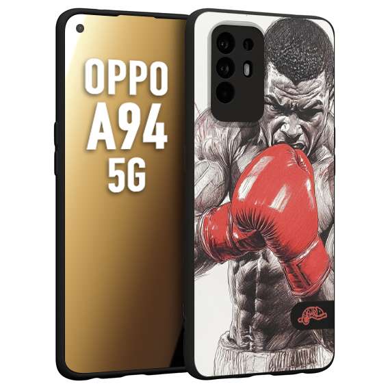 CUSTOMIZZA - Custodia cover nera morbida in tpu compatibile per Oppo A94 5G pugilato pugili disegno tattoo guantoni box pesi massimi gancio