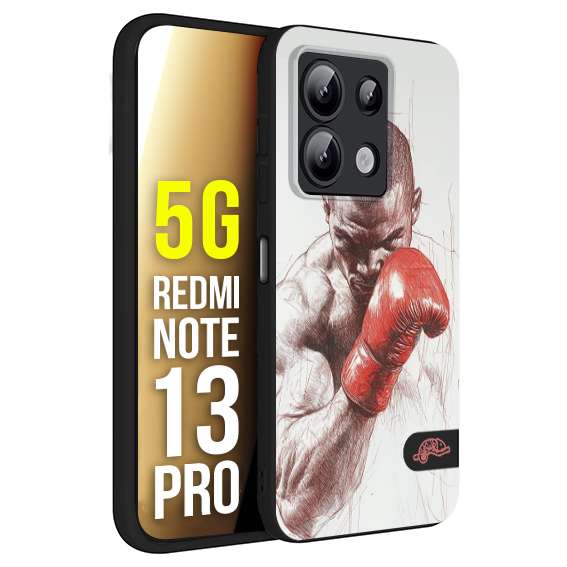 CUSTOMIZZA - Custodia cover nera morbida in tpu compatibile per Xiaomi Redmi Note 13 PRO 5G pugilato pugili disegno tattoo guantoni box sport primo piano