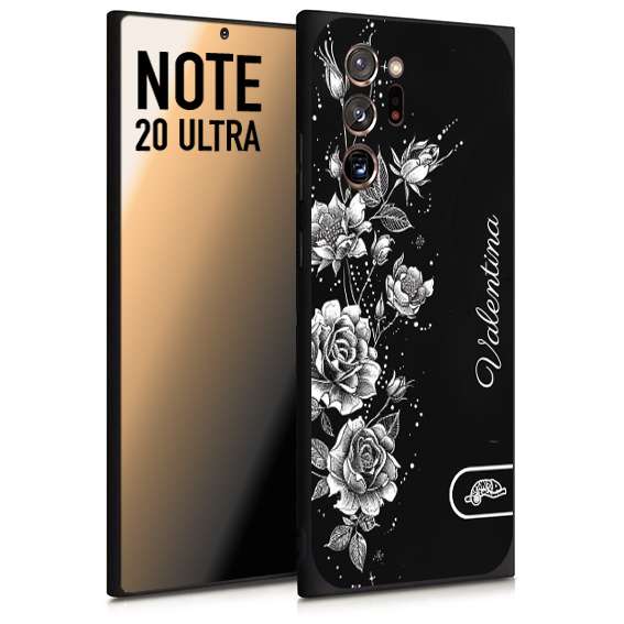CUSTOMIZZA - Custodia cover nera morbida in tpu compatibile per Samsung NOTE 20 ULTRA a rilievo soft touch personalizzata nome rose fiori donna