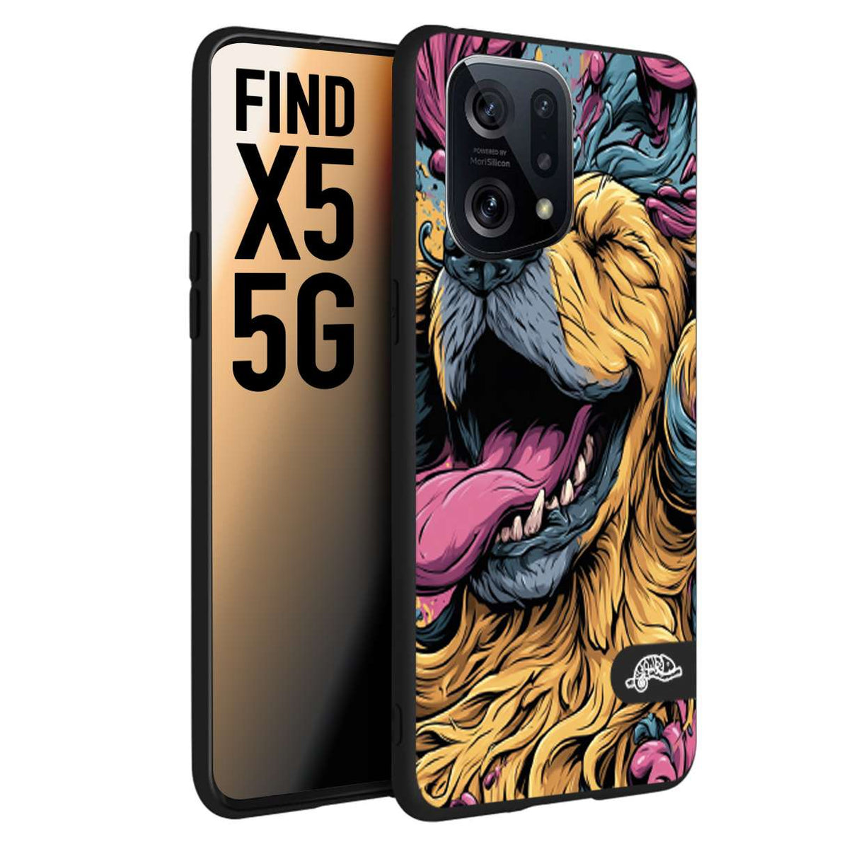CUSTOMIZZA - Custodia cover nera morbida in tpu compatibile per Oppo Find X5 Golden Retriever illustrazione cane pop art cane street art cartone animato
