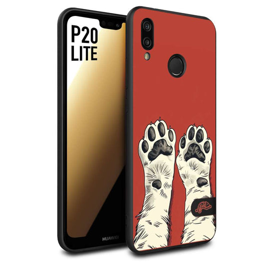CUSTOMIZZA - Custodia cover nera morbida in tpu compatibile per Huawei P20 LITE zampe di gatto cat paws rossa red disegnata fumetto cartoon