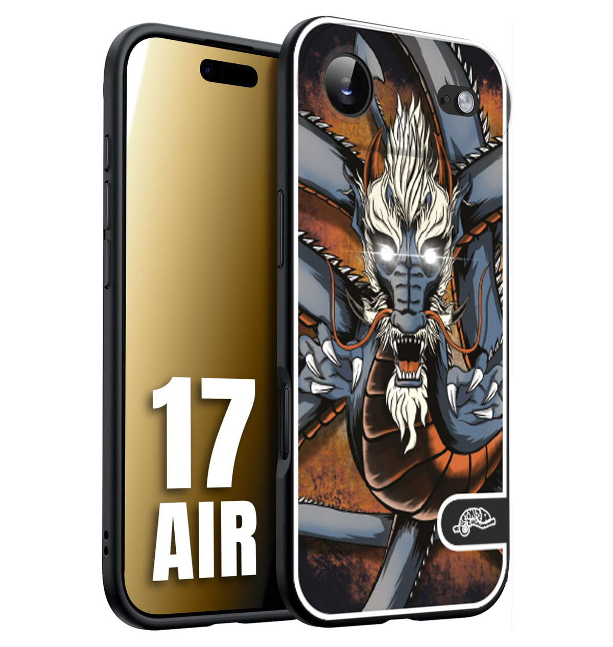 CUSTOMIZZA - Custodia cover nera morbida in tpu compatibile per iPhone 17 AIR drago giapponese tattoo japan dragon