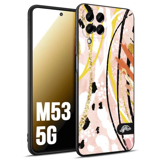 CUSTOMIZZA - Custodia cover nera morbida in tpu compatibile per Samsung M53 5G fiori astratti donna zebrato leopardato fantasia dorata gialla rosa colorata
