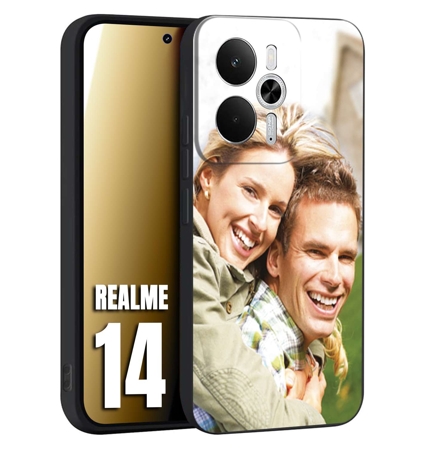 CUSTOMIZZA - Custodia cover nera morbida in tpu compatibile per Realme 14 5G personalizzata con foto immagine scritta a piacere