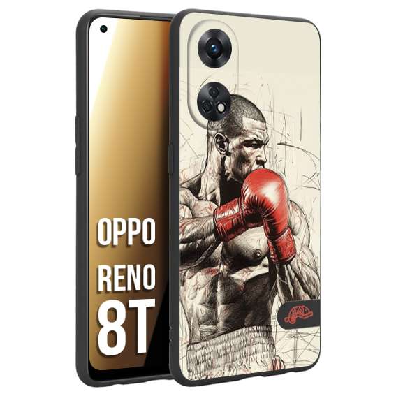 CUSTOMIZZA - Custodia cover nera morbida in tpu compatibile per Oppo Reno 8T pugilato pugili disegno tattoo guantoni box sport ring