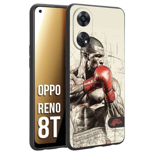 CUSTOMIZZA - Custodia cover nera morbida in tpu compatibile per Oppo Reno 8T pugilato pugili disegno tattoo guantoni box sport ring