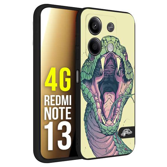 CUSTOMIZZA - Custodia cover nera morbida in tpu compatibile per Xiaomi Redmi Note 13 4G eopardato maculato donna rosa leopard