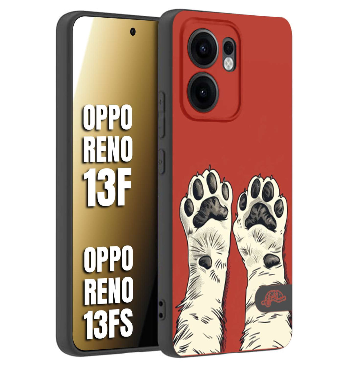 CUSTOMIZZA - Custodia cover nera morbida in tpu compatibile per Oppo Reno 13 F zampe di gatto cat paws rossa red disegnata fumetto cartoon