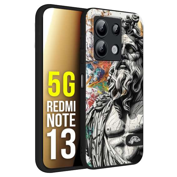CUSTOMIZZA - Custodia cover nera morbida in tpu compatibile per Xiaomi Redmi Note 13 5G statua colorata moderna antico tattoo splash color